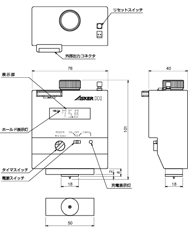 ASKER 高分子計器株式会社　デジタルゴム硬度計ISO-DD2-A型